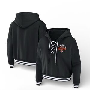 WEAR By Erin Andrew’s Cincinnati Bengals NFL Black Lace-Up Hoodie Size Large